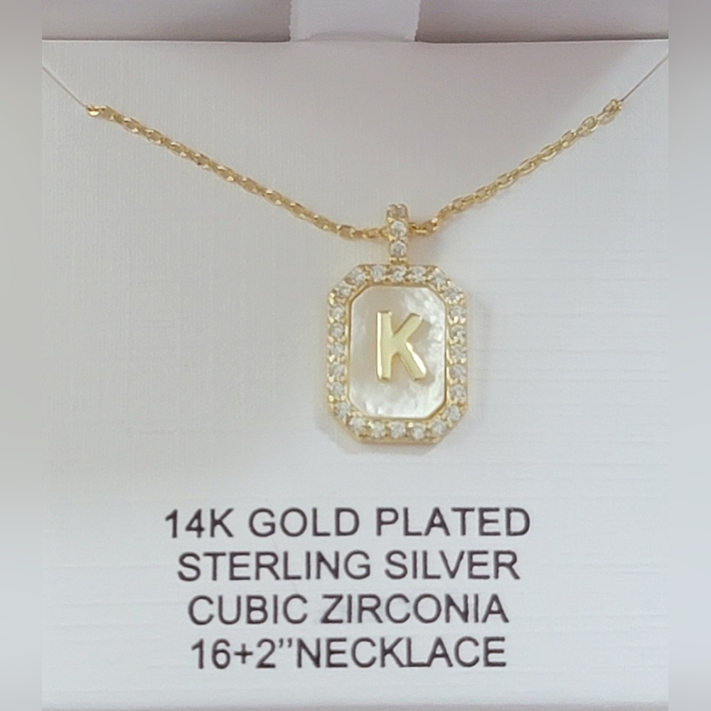 Charlotte & Lexi Letter "K" Necklace, 14K Gold Plated Sterling Silver